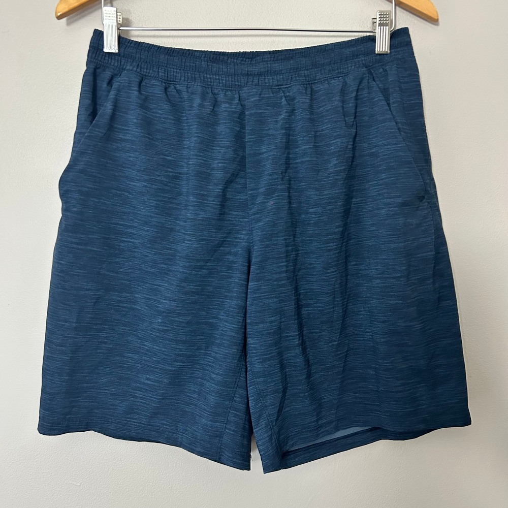 Lululemon Pace Breaker Shorts Men M Blue Heathered 8 Inch Lined Running